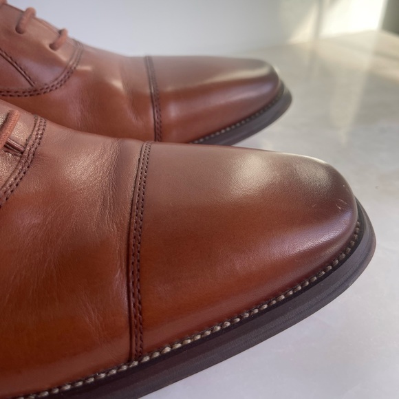 NORDSTROM MENS Emmett Plain Toe Leather Derby Shoes in Brown Ochre - Picture 9 of 11